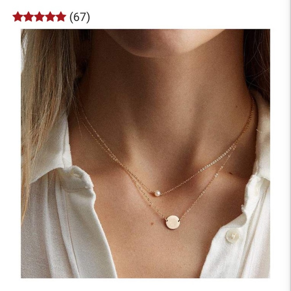 Small pearl pendent 18K gold plated necklace